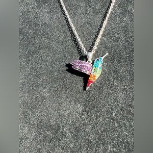 Silver and multi crystal hummingbird 💜